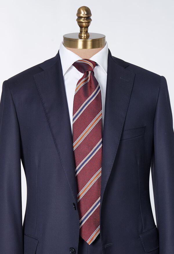 Paul Stuart Woven Silk Textured Stripe Red | NZ_PAUL44415