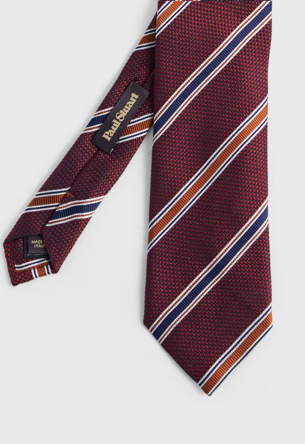 Paul Stuart Woven Silk Textured Stripe Red | NZ_PAUL44415