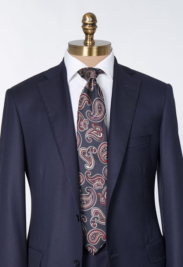 Paul Stuart Woven Silk Tossed Pine Navy | NZ_PAUL78666