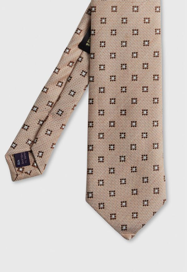 Paul Stuart Woven Silk & Cotton Square Medallion Brown | NZ_PAUL99149